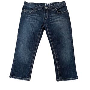 ROXY Cropped Capri Stretch Dark Wash Mid Rise Straight Leg Denim Jean 7